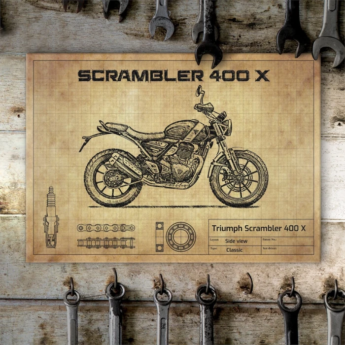 Plakat metalowy Triumph Scrambler 400 X Prezent