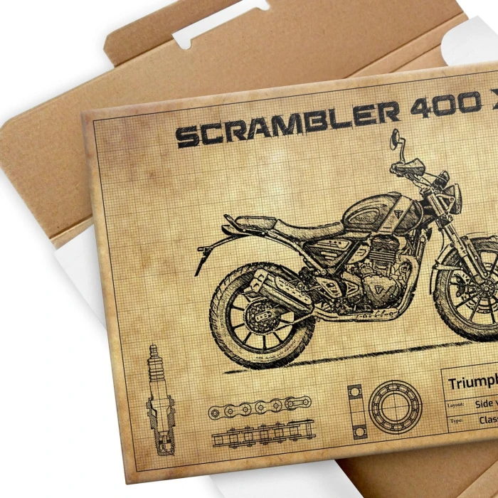 Plakat metalowy Triumph Scrambler 400 X Prezent