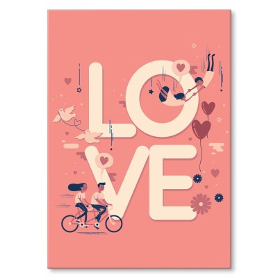 Plakat metalowy LOVE rower Prezent