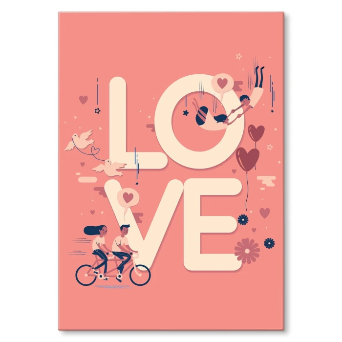 Plakat metalowy LOVE rower Prezent