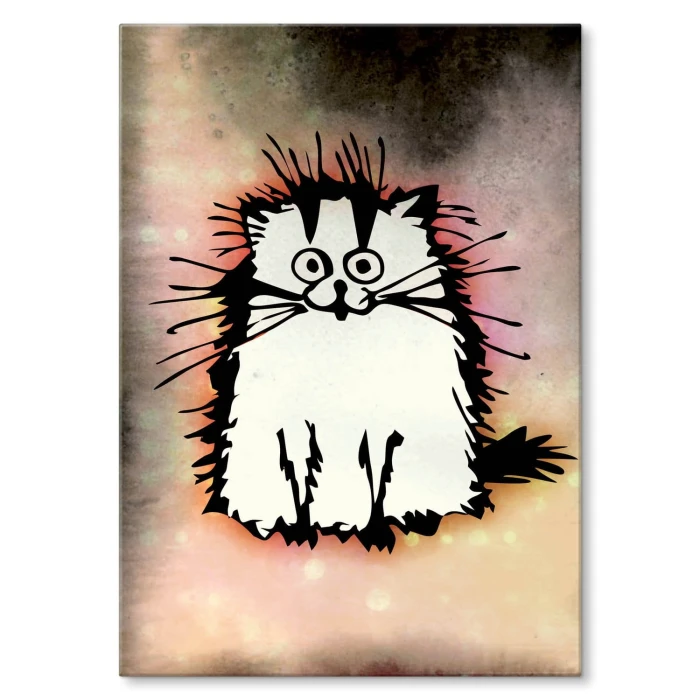 Plakat metalowy Biały kotek Prezent