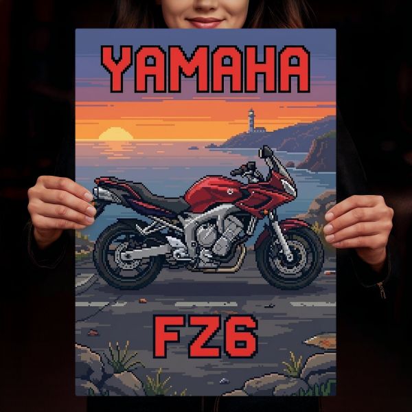 Yamaha FZ6 Fazer Retro Pixel Art