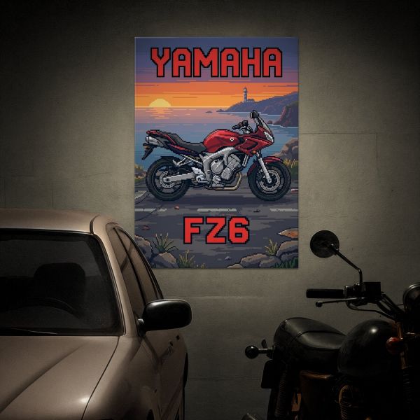 Yamaha FZ6 Fazer Retro Pixel Art