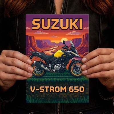Suzuki V-Strom 650 Retro Pixel Art