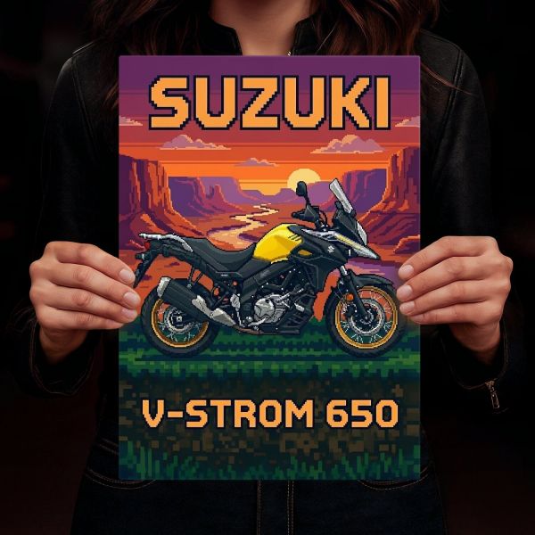 Suzuki V-Strom 650 Retro Pixel Art