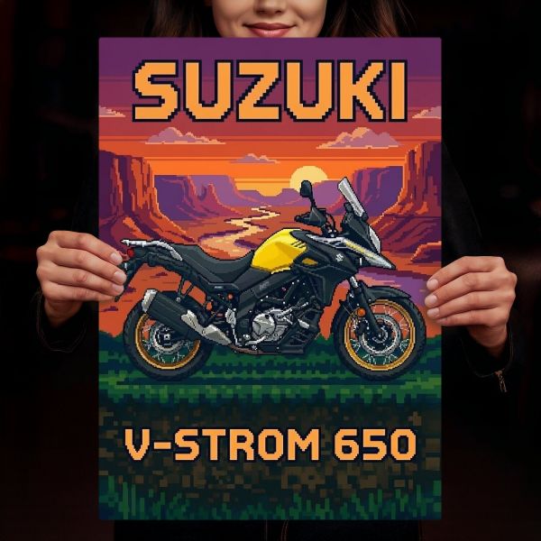 Suzuki V-Strom 650 Retro Pixel Art