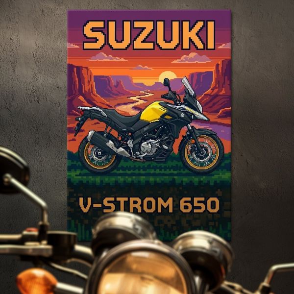 Suzuki V-Strom 650 Retro Pixel Art