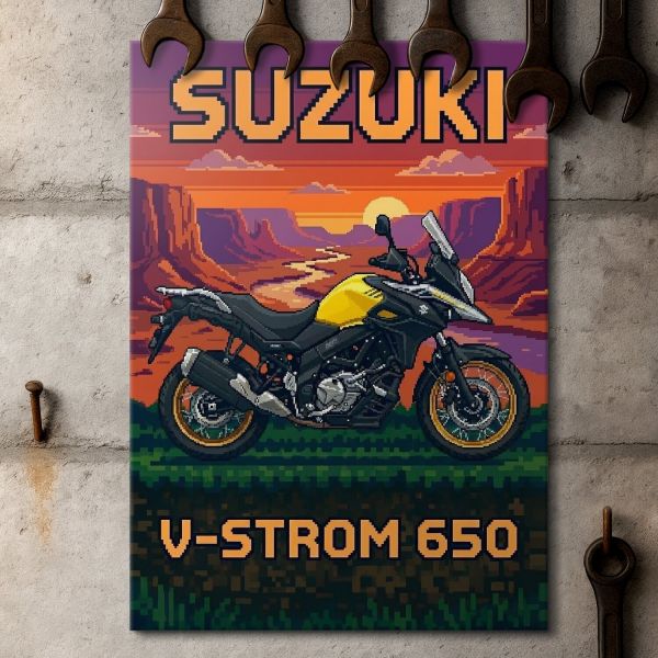 Suzuki V-Strom 650 Retro Pixel Art