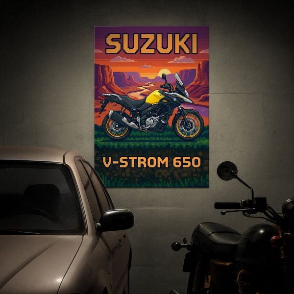 Suzuki V-Strom 650 Retro Pixel Art