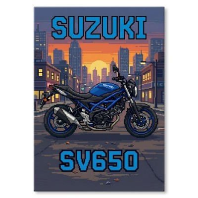 Suzuki SV650 Retro Pixel Art