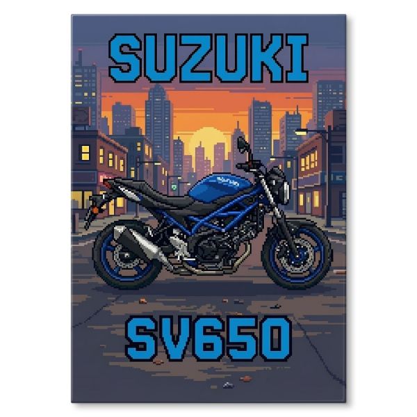 Suzuki SV650 Retro Pixel Art