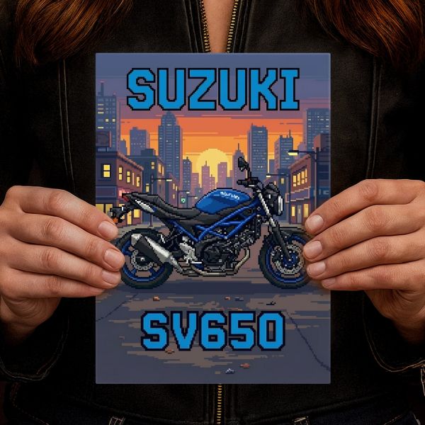 Suzuki SV650 Retro Pixel Art
