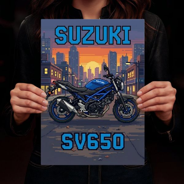Suzuki SV650 Retro Pixel Art