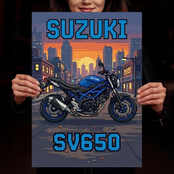 Suzuki SV650 Retro Pixel Art