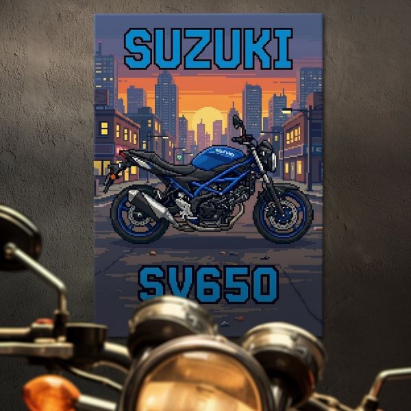 Suzuki SV650 Retro Pixel Art