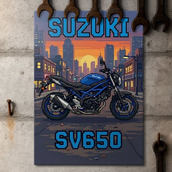 Suzuki SV650 Retro Pixel Art