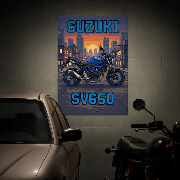 Suzuki SV650 Retro Pixel Art