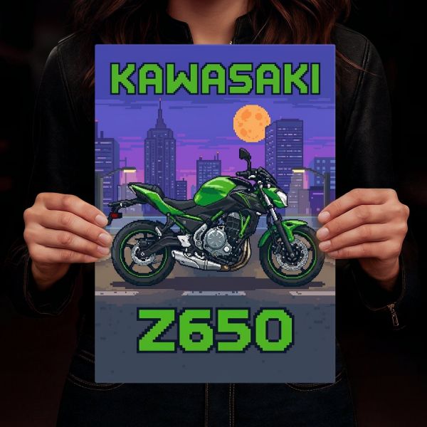 Kawasaki Z650 Retro Pixel Art