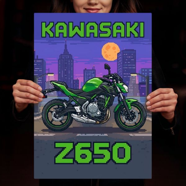 Kawasaki Z650 Retro Pixel Art