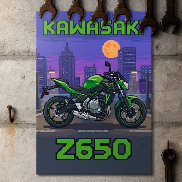 Kawasaki Z650 Retro Pixel Art