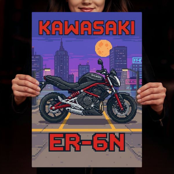 Kawasaki ER-6N Retro Pixel Art