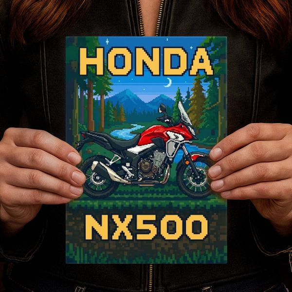 Honda NX500 Retro Pixel Art