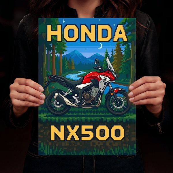 Honda NX500 Retro Pixel Art