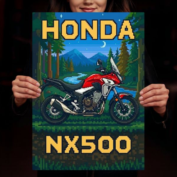 Honda NX500 Retro Pixel Art