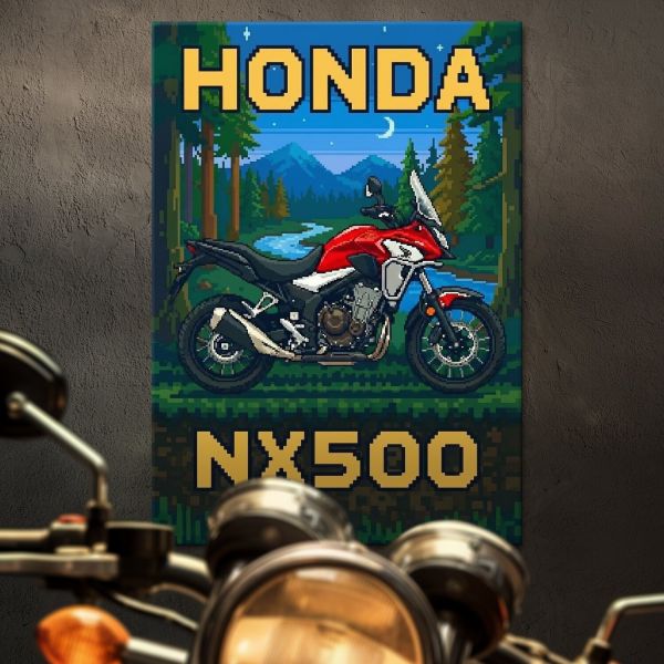 Honda NX500 Retro Pixel Art