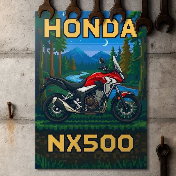 Honda NX500 Retro Pixel Art