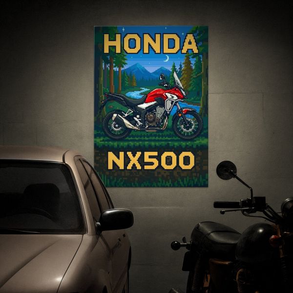 Honda NX500 Retro Pixel Art