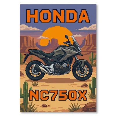 Honda NC750X Retro Pixel Art