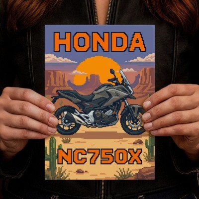 Honda NC750X Retro Pixel Art