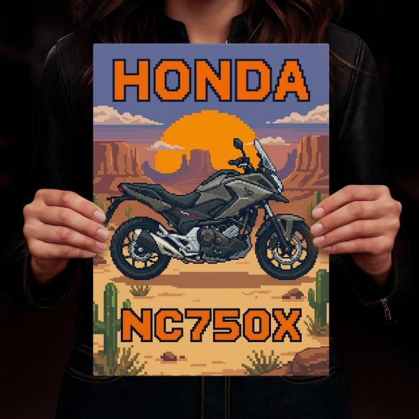 Honda NC750X Retro Pixel Art
