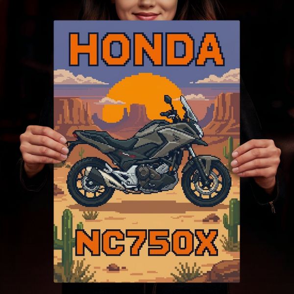 Honda NC750X Retro Pixel Art