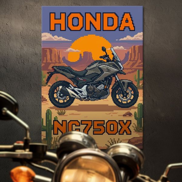 Honda NC750X Retro Pixel Art