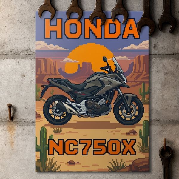 Honda NC750X Retro Pixel Art