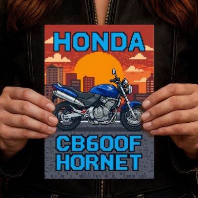 Honda CB600F Hornet Retro Pixel Art