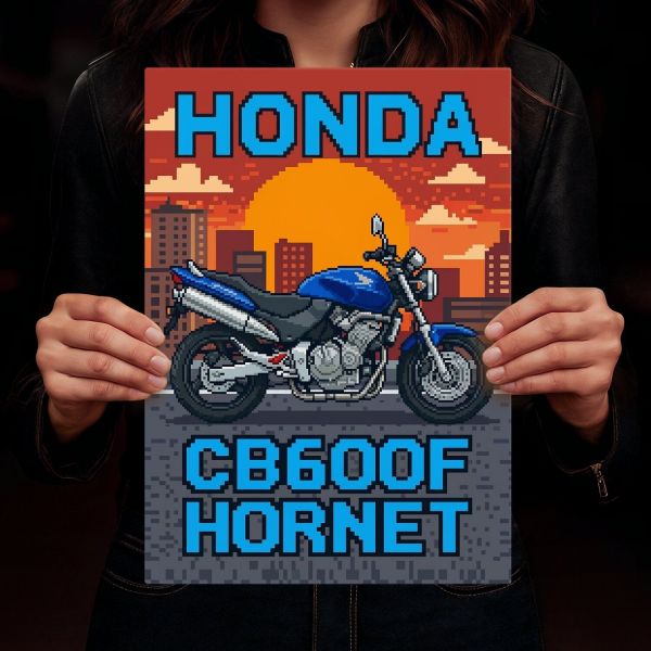 Honda CB600F Hornet Retro Pixel Art