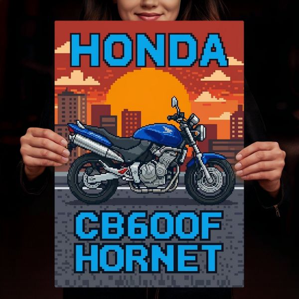Honda CB600F Hornet Retro Pixel Art