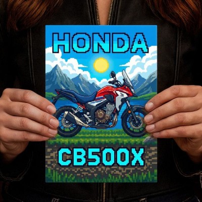 Honda CB500X Retro Pixel Art