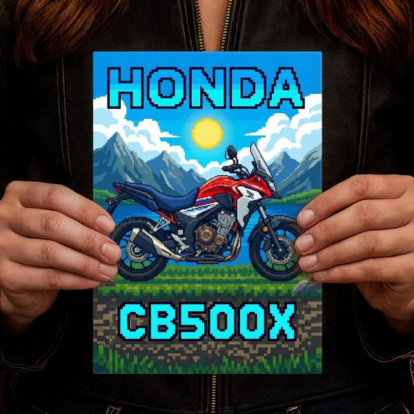 Honda CB500X Retro Pixel Art