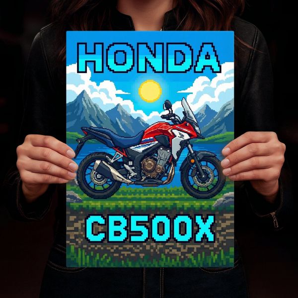 Honda CB500X Retro Pixel Art