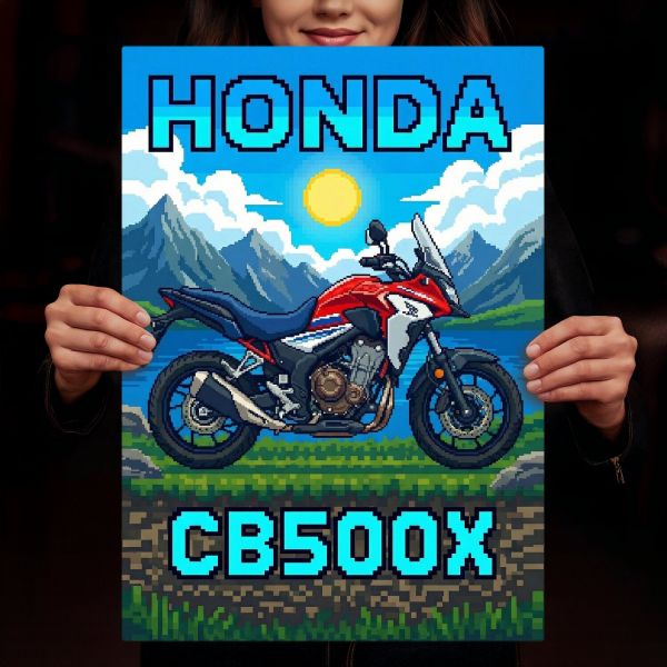 Honda CB500X Retro Pixel Art