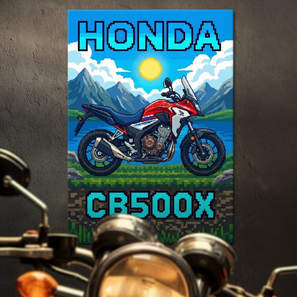 Honda CB500X Retro Pixel Art