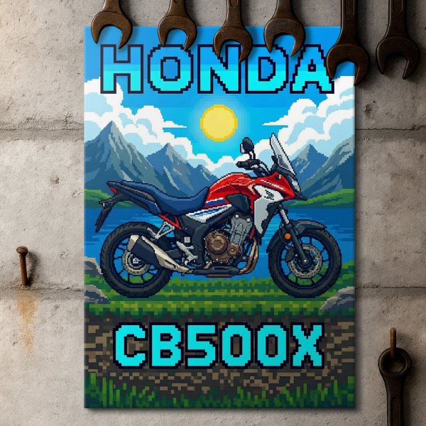 Honda CB500X Retro Pixel Art