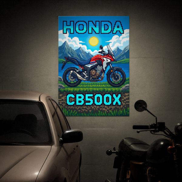 Honda CB500X Retro Pixel Art
