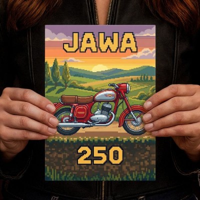 Jawa 250 Retro Pixel Art