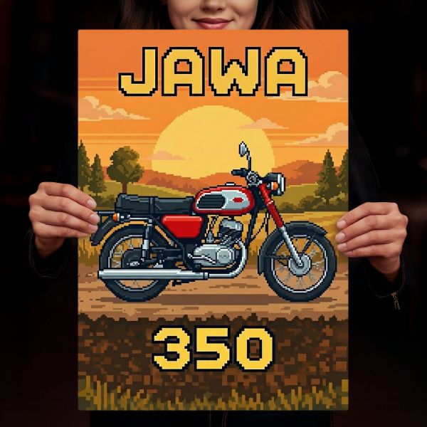 Jawa 350 Retro Pixel Art