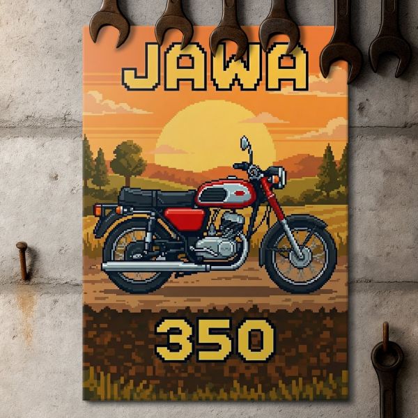 Jawa 350 Retro Pixel Art